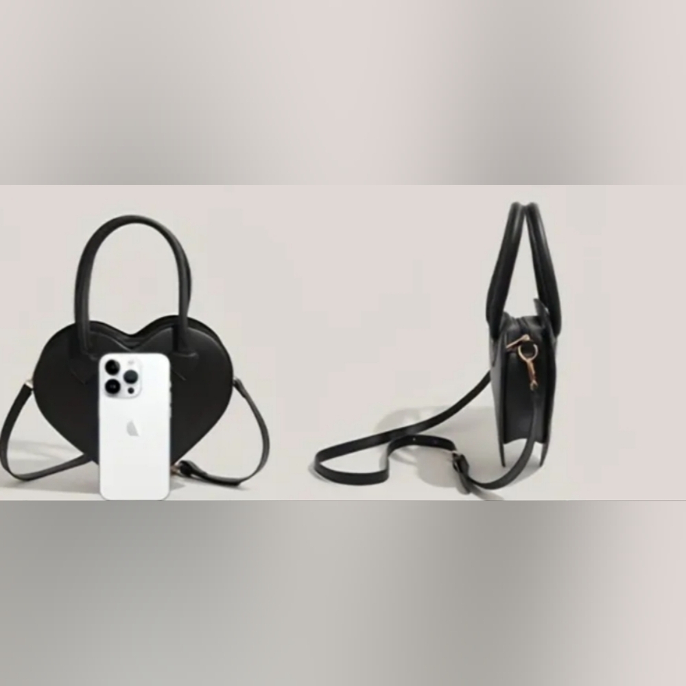Chic Black Heart Crossbody Bag